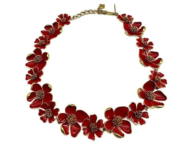 Oscar de la Renta Collares Roja Gold hardware 