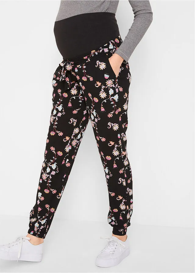 Pantalón premamá de corte holgado Negro estampado