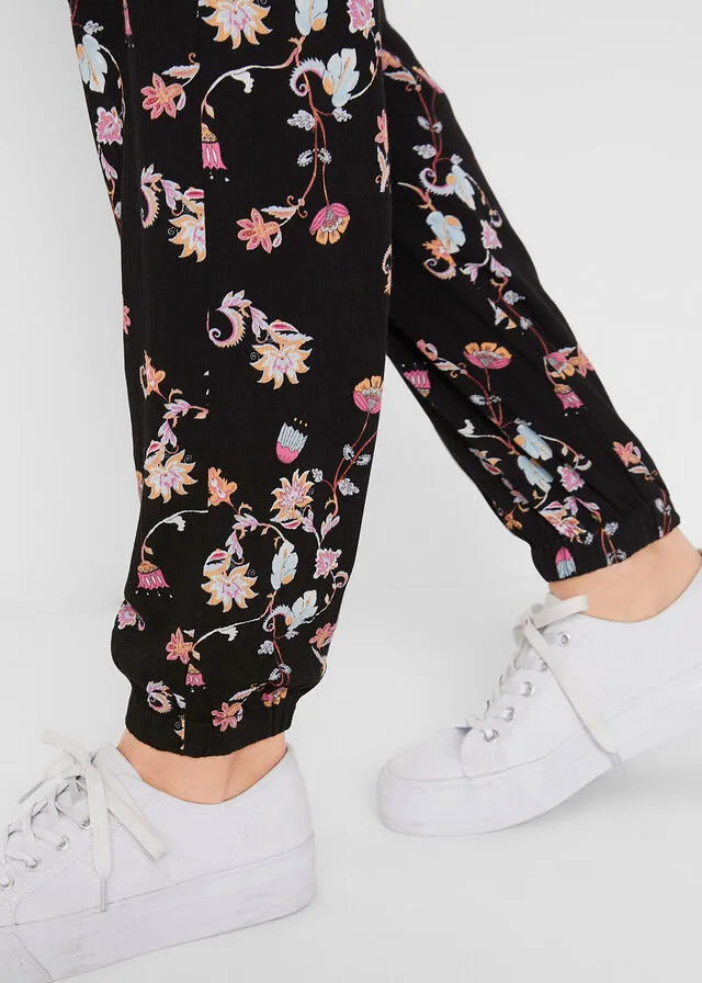 Pantalón premamá de corte holgado Negro estampado