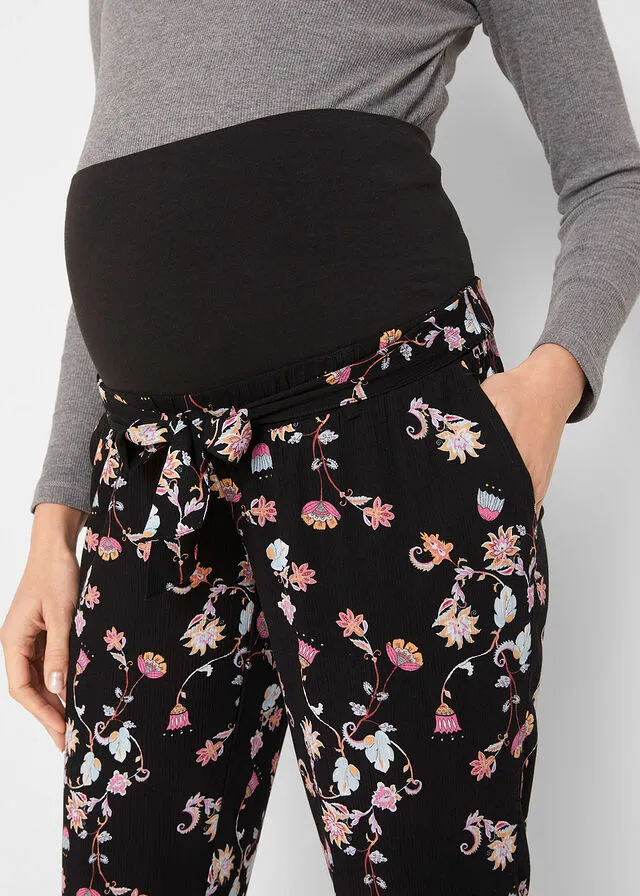 Pantalón premamá de corte holgado Negro estampado