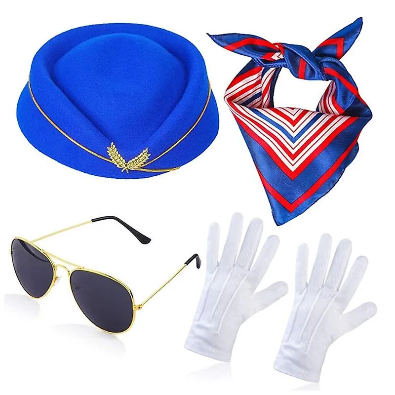 Party Cap Wool Felt Air Hostesses Beret Hat Base Cap Airline Stewardess Sexy Formal Uniform Hat Caps Accessory Kit Dropshipping