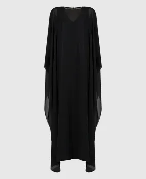 Peserico Black maxi dress with monil chain