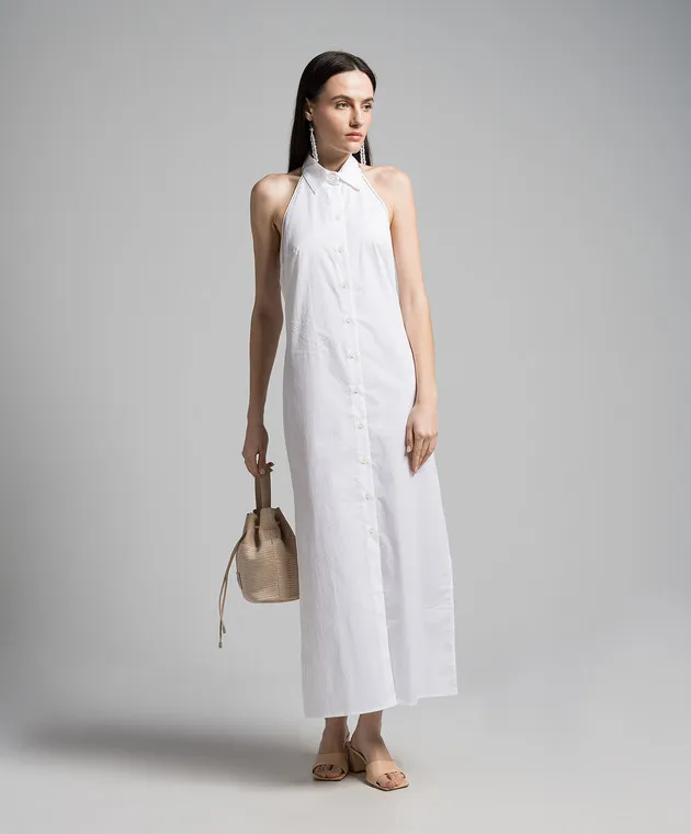 Peserico White dress with monil chain