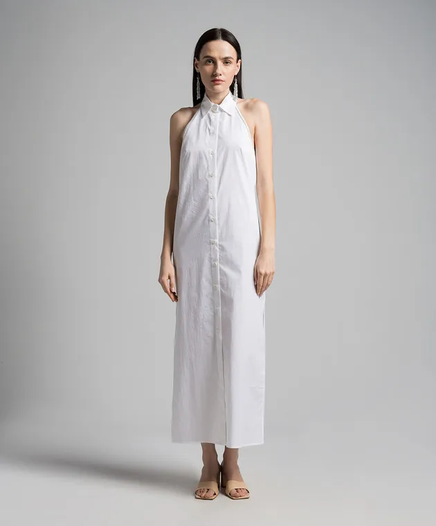 Peserico White dress with monil chain