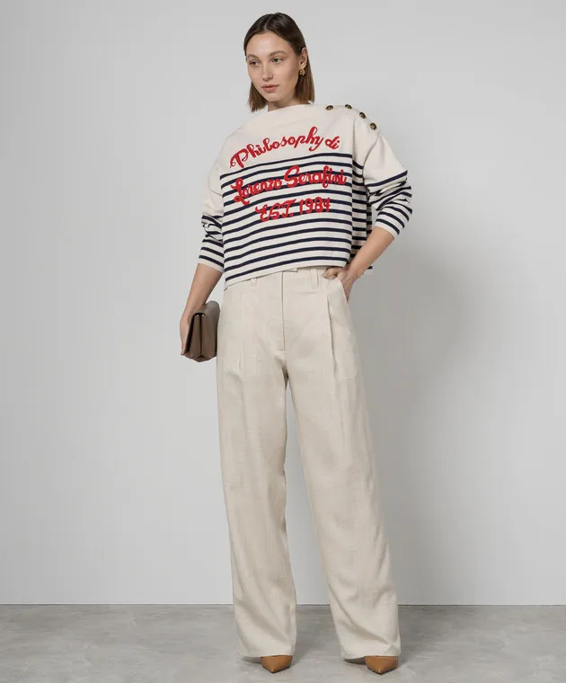 Philosophy di Lorenzo Serafini Beige striped wool sweater