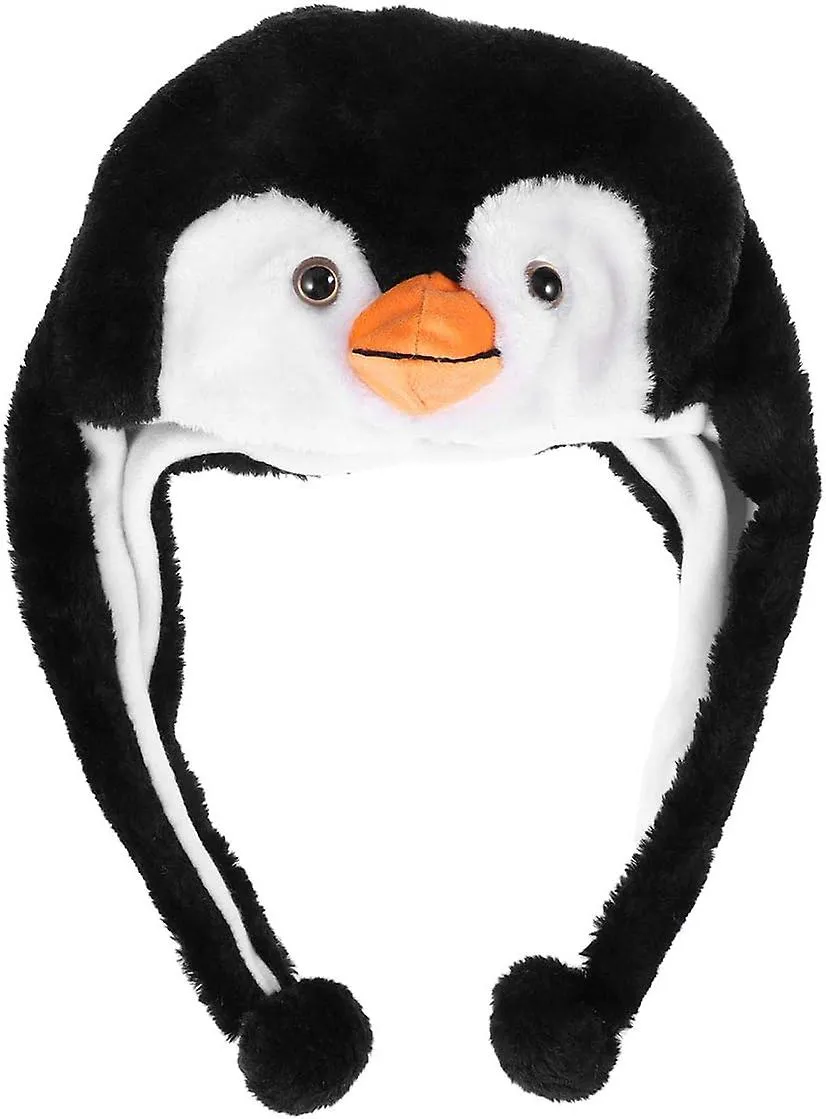 Plush Animal Hat Penguin Earflap Cap Winter Ski Aviator Style Hood For Children Adults