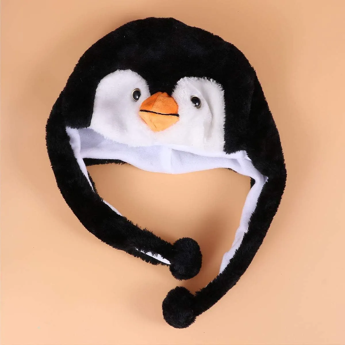 Plush Animal Hat Penguin Earflap Cap Winter Ski Aviator Style Hood For Children Adults