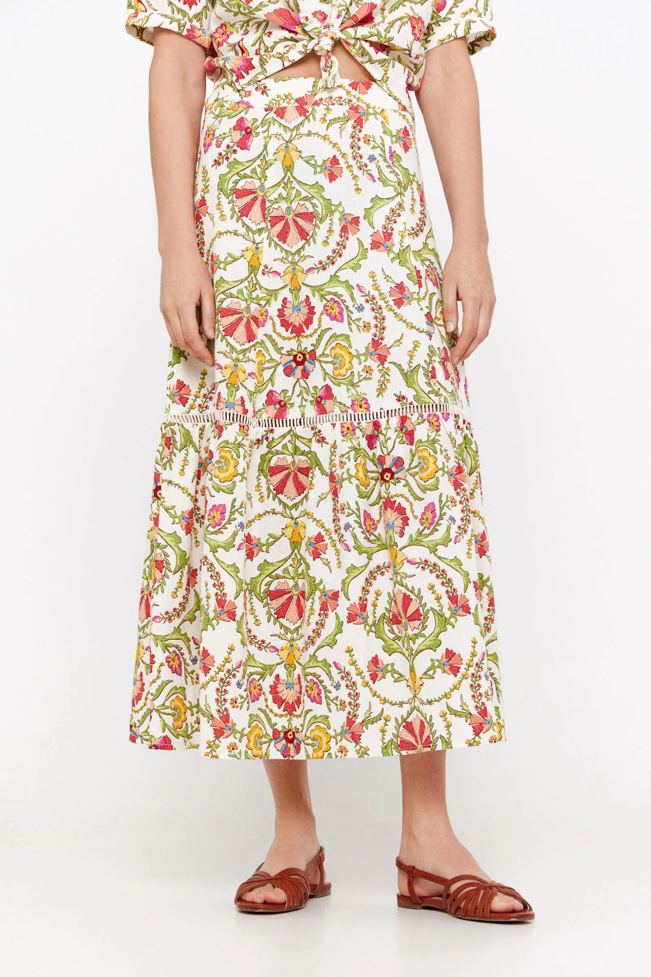 Printed flared skirt