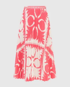 Red Valentino Abstract print pleated skirt