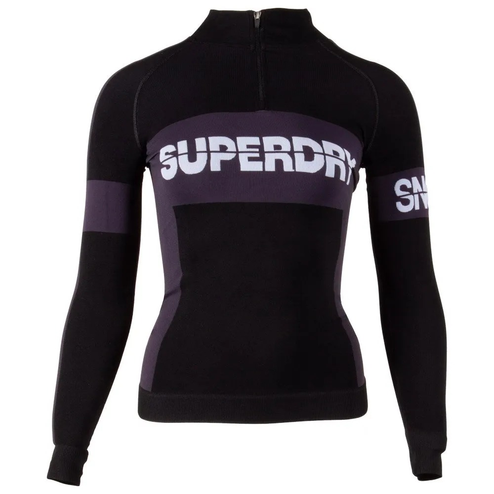 Ropa interior técnica Superdry Seamless 1/4 Zip Baselayer W Black