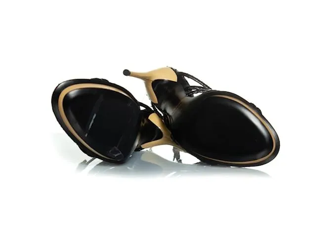 Sandalias slingback de cuero de pitón Tom Ford Negro 