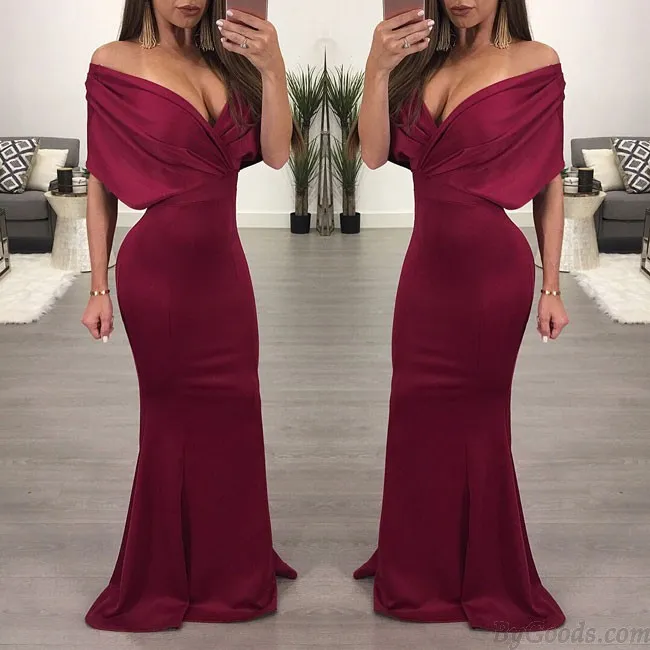 Sexy Shoulder Backed Skirt Dresses Long Party Dress