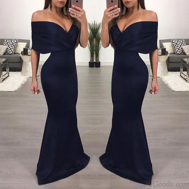 Sexy Shoulder Backed Skirt Dresses Long Party Dress