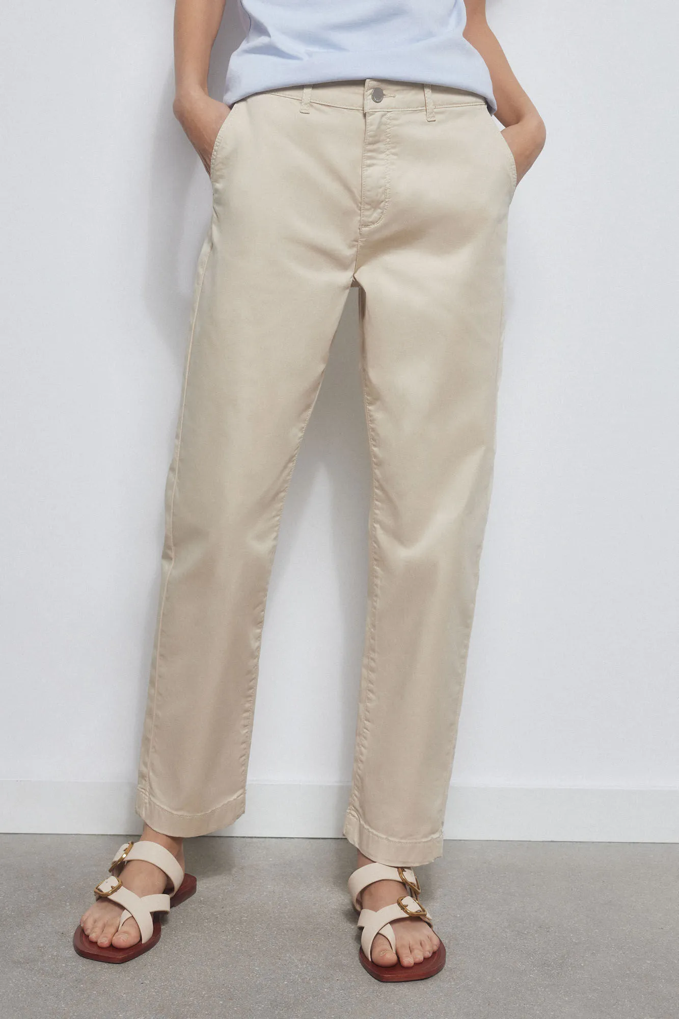 Slim fit satin trousers