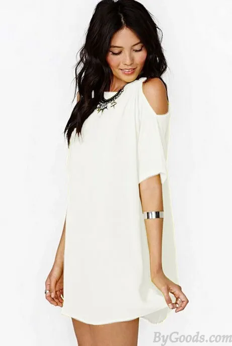 Soild Chiffon Strapless Leisure Chiffon Dress