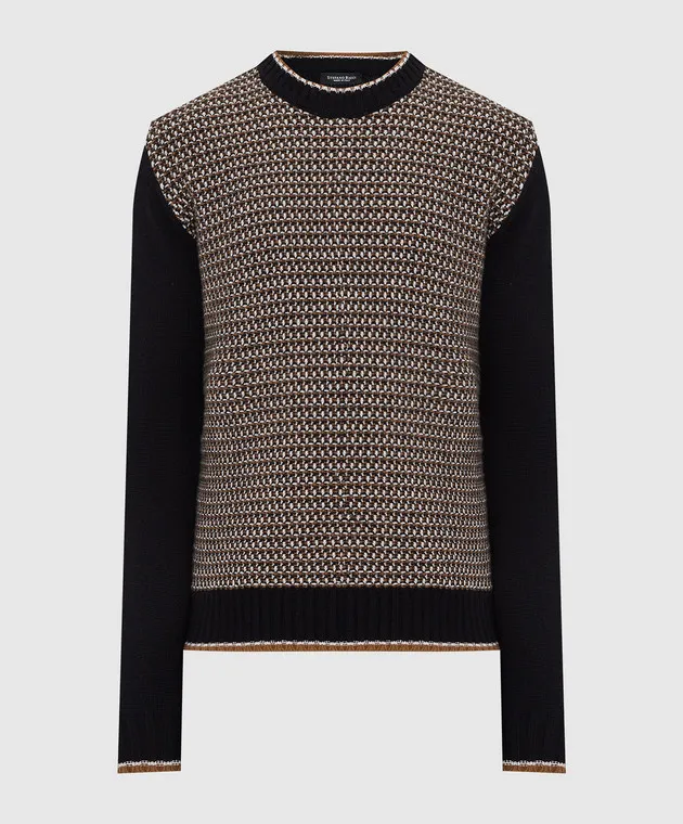 Stefano Ricci Black patterned cashmere sweater