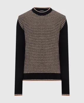 Stefano Ricci Black patterned cashmere sweater