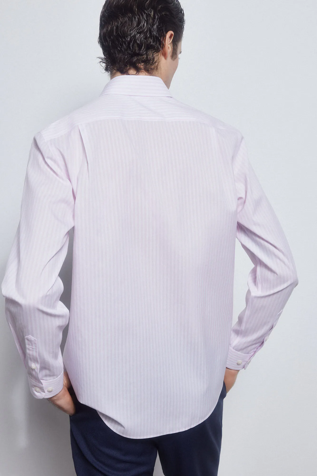 Striped dress shirt, non-iron + anti-stain