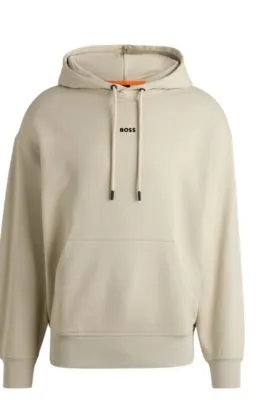 Sudadera con capucha de felpa de algodón con logo en contraste