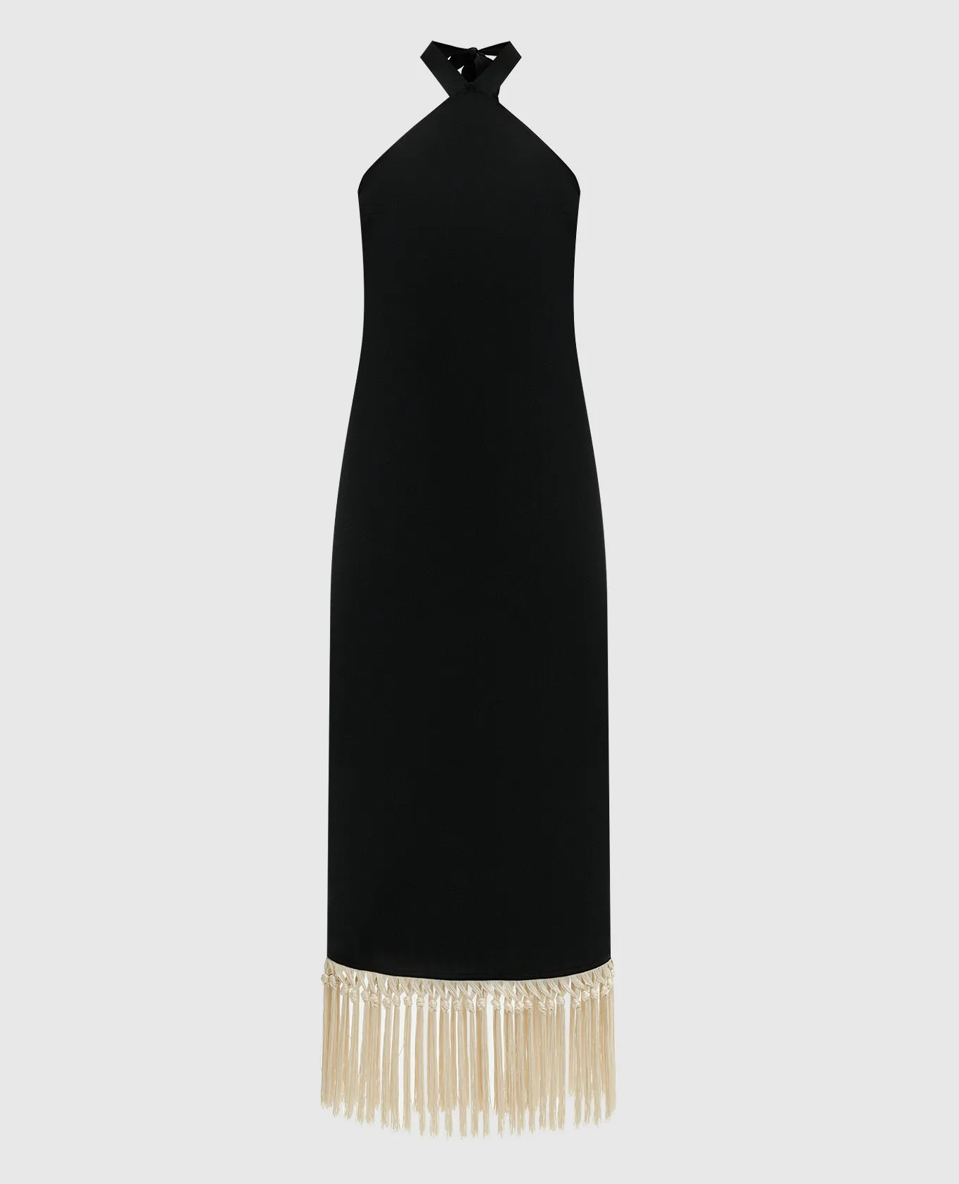 Taller Marmo Black Claudia dress with contrasting fringe