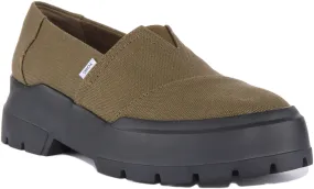 Toms Combat Low Mocasines de tela para mujer en oliva