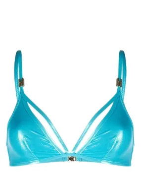 Top bikini azul metalizado