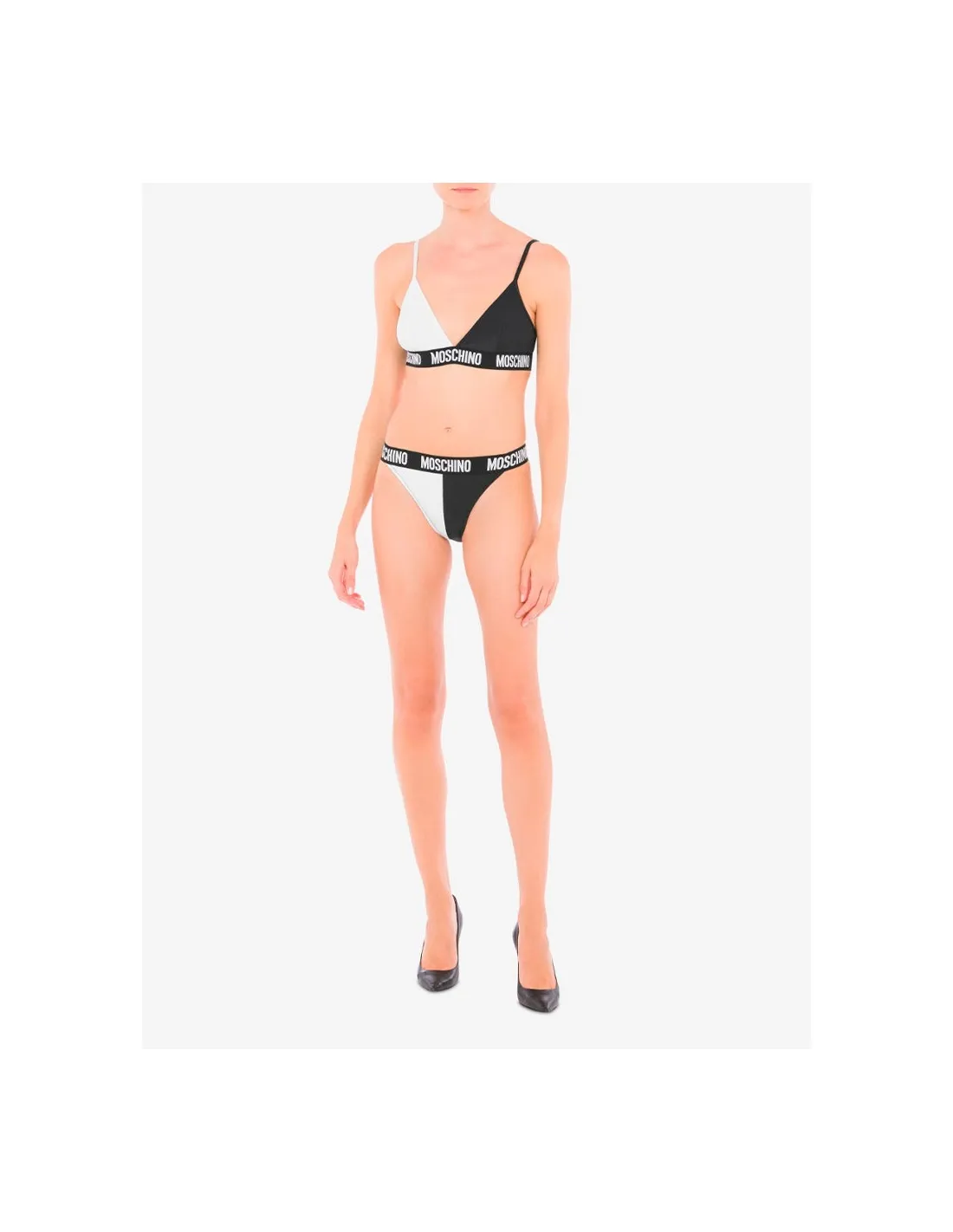 Top bikini bicolor con goma elastica