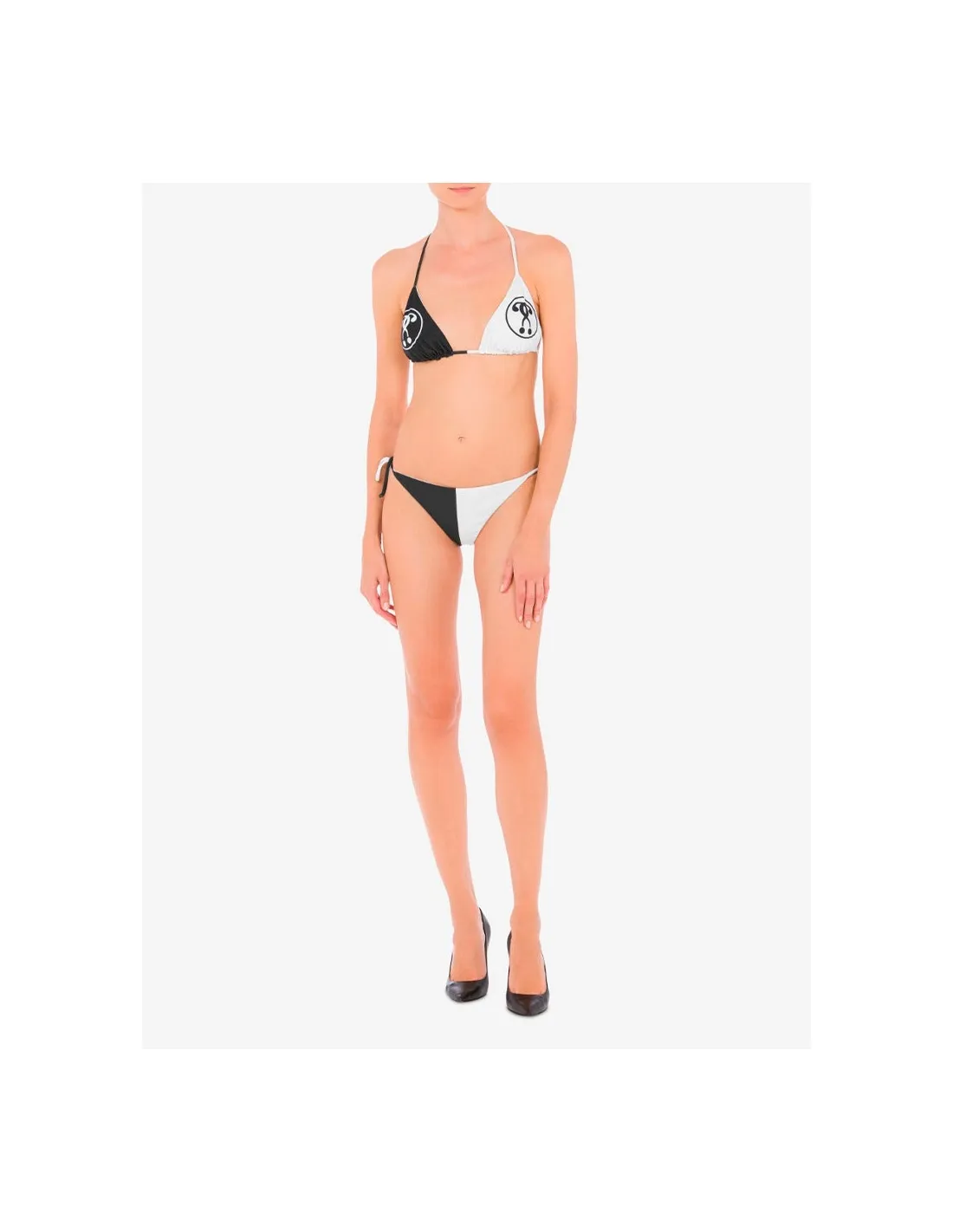 Top bikini bicolor interrogante