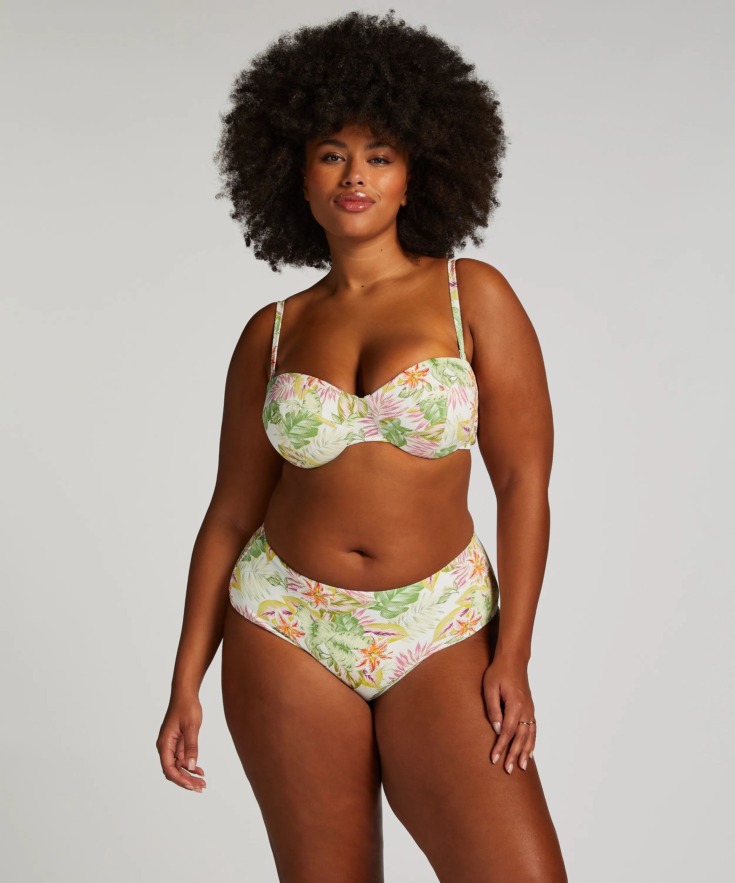 Top de bikini push-up Tropics Copa A - E - Blanco