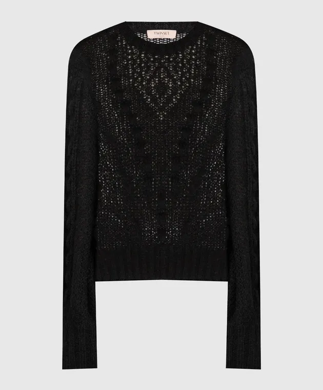 Twinset Black openwork sweater in a pattern