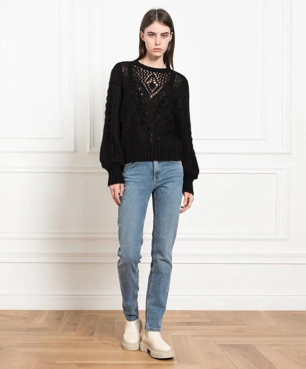 Twinset Black openwork sweater in a pattern