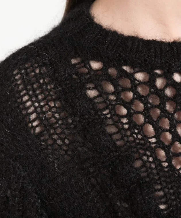 Twinset Black openwork sweater in a pattern