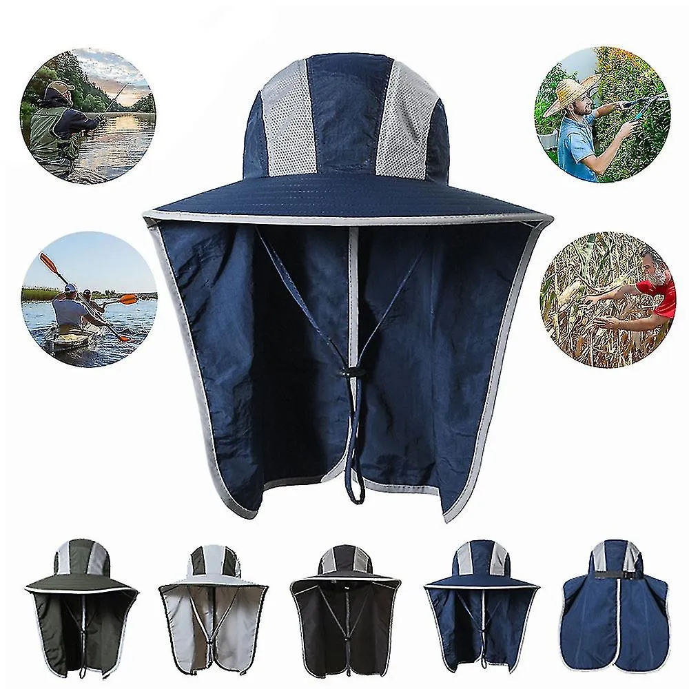 Unisex Wide Brim Sun Hat Sun Protection Fishing Hat Outdoor Bucket Hat With Neck Protector Flap