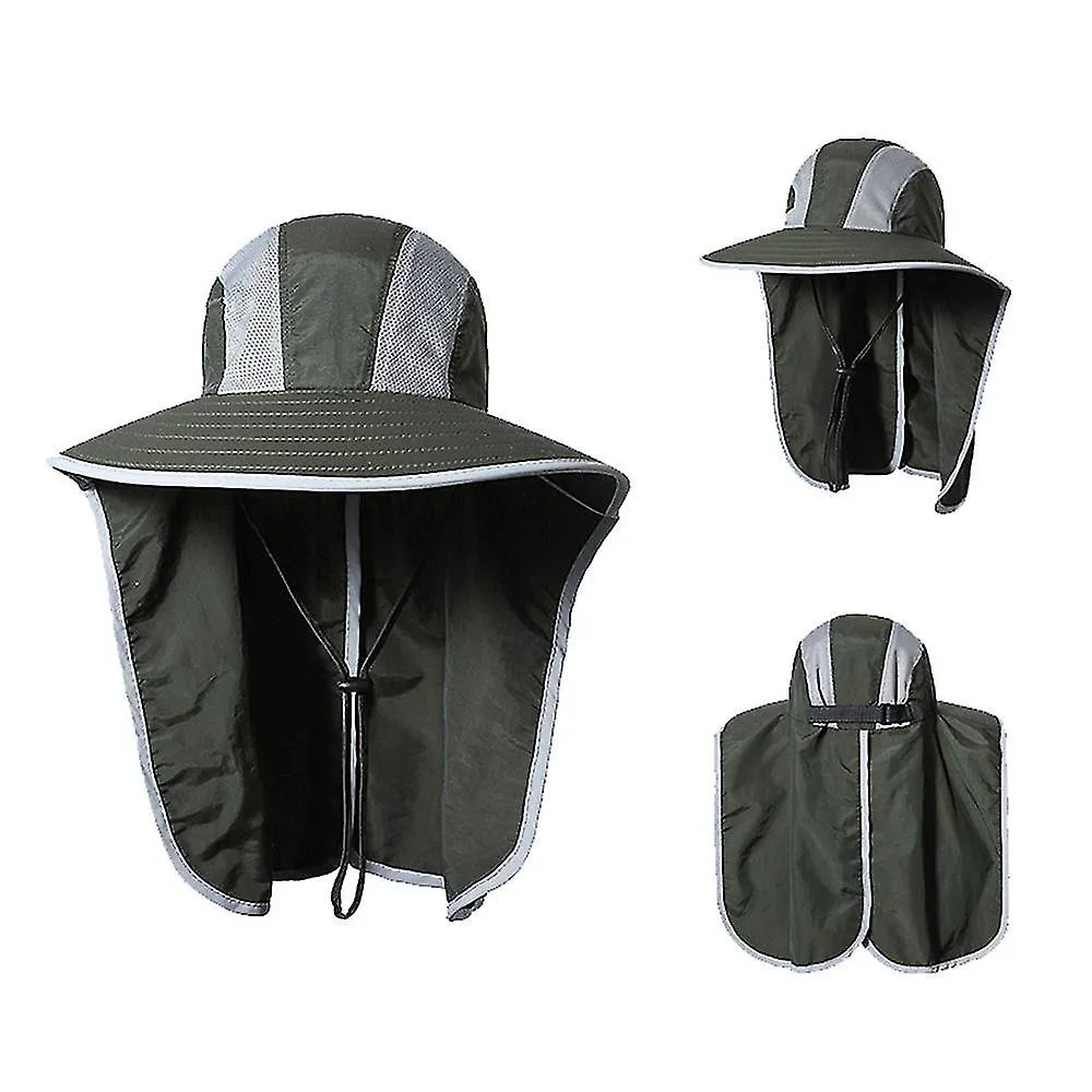 Unisex Wide Brim Sun Hat Sun Protection Fishing Hat Outdoor Bucket Hat With Neck Protector Flap