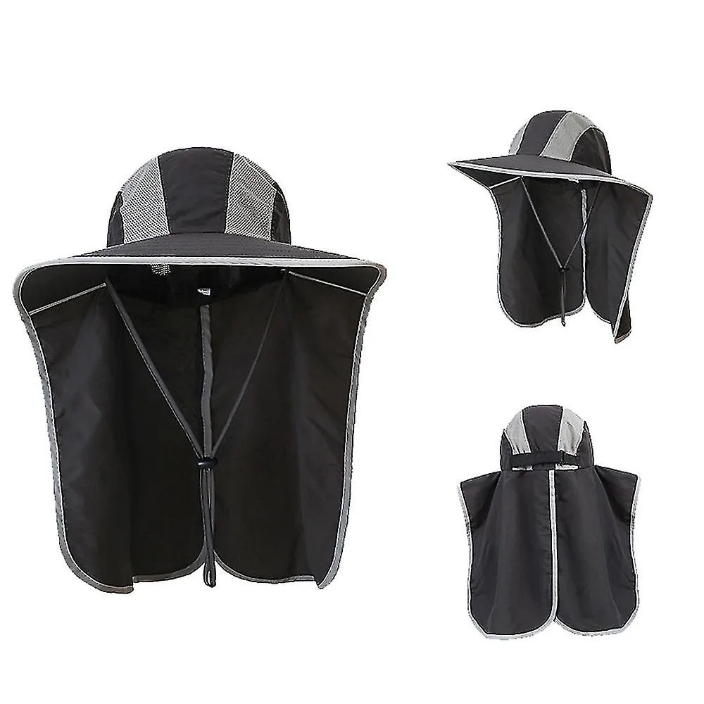 Unisex Wide Brim Sun Hat Sun Protection Fishing Hat Outdoor Bucket Hat With Neck Protector Flap