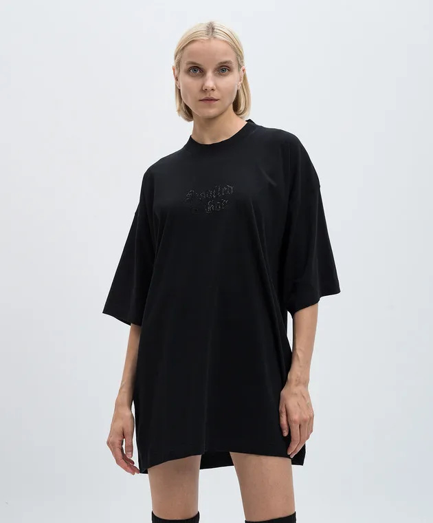 Vetements Black t-shirt with crystals