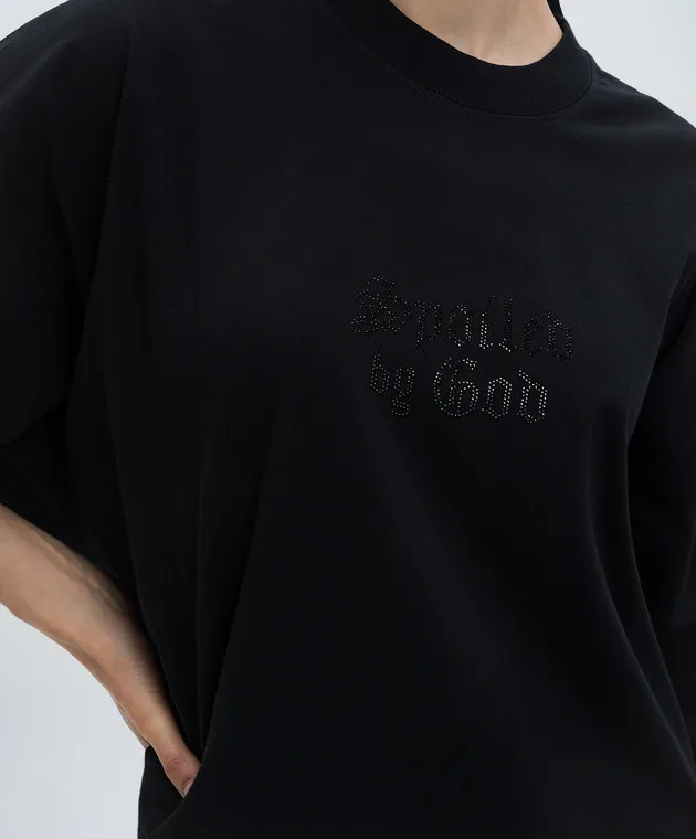 Vetements Black t-shirt with crystals