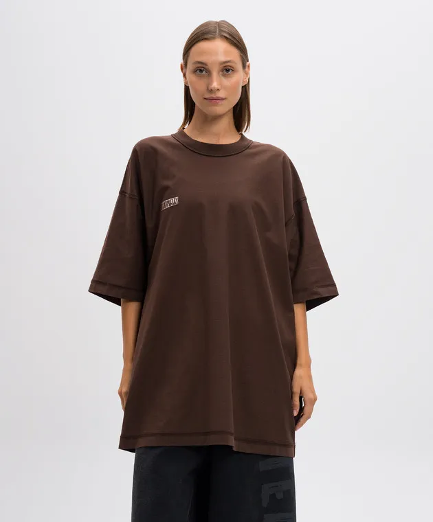 Vetements Brown t-shirt with a reverse effect