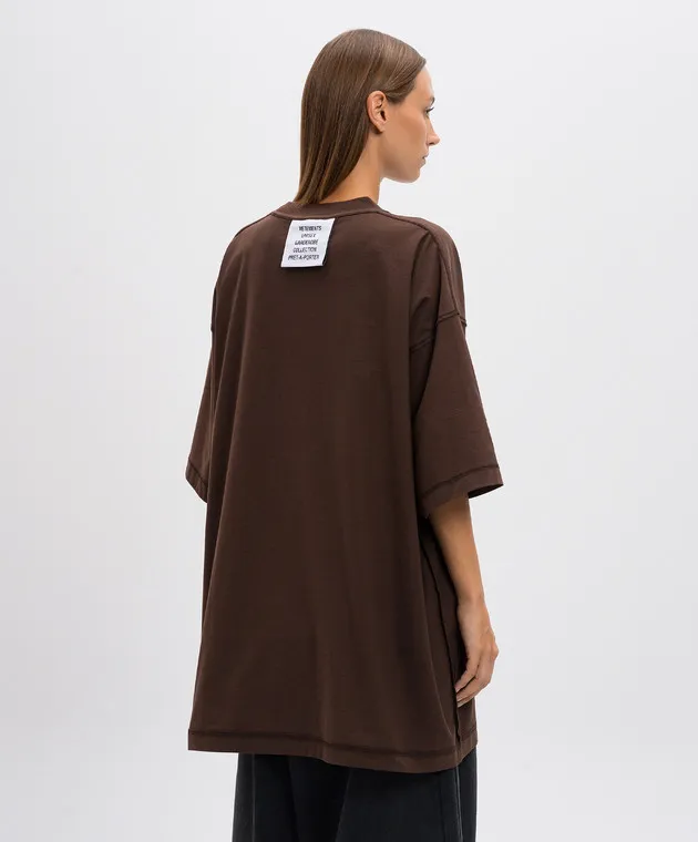 Vetements Brown t-shirt with a reverse effect