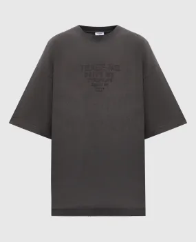 Vetements Gray t-shirt with logo embroidery