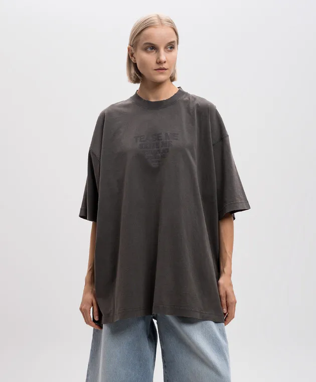 Vetements Gray t-shirt with logo embroidery