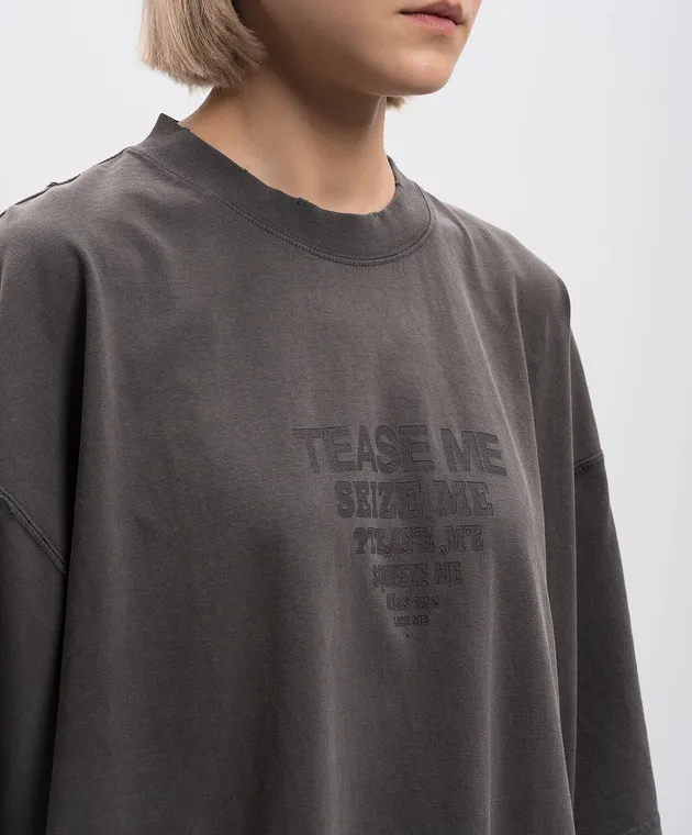 Vetements Gray t-shirt with logo embroidery