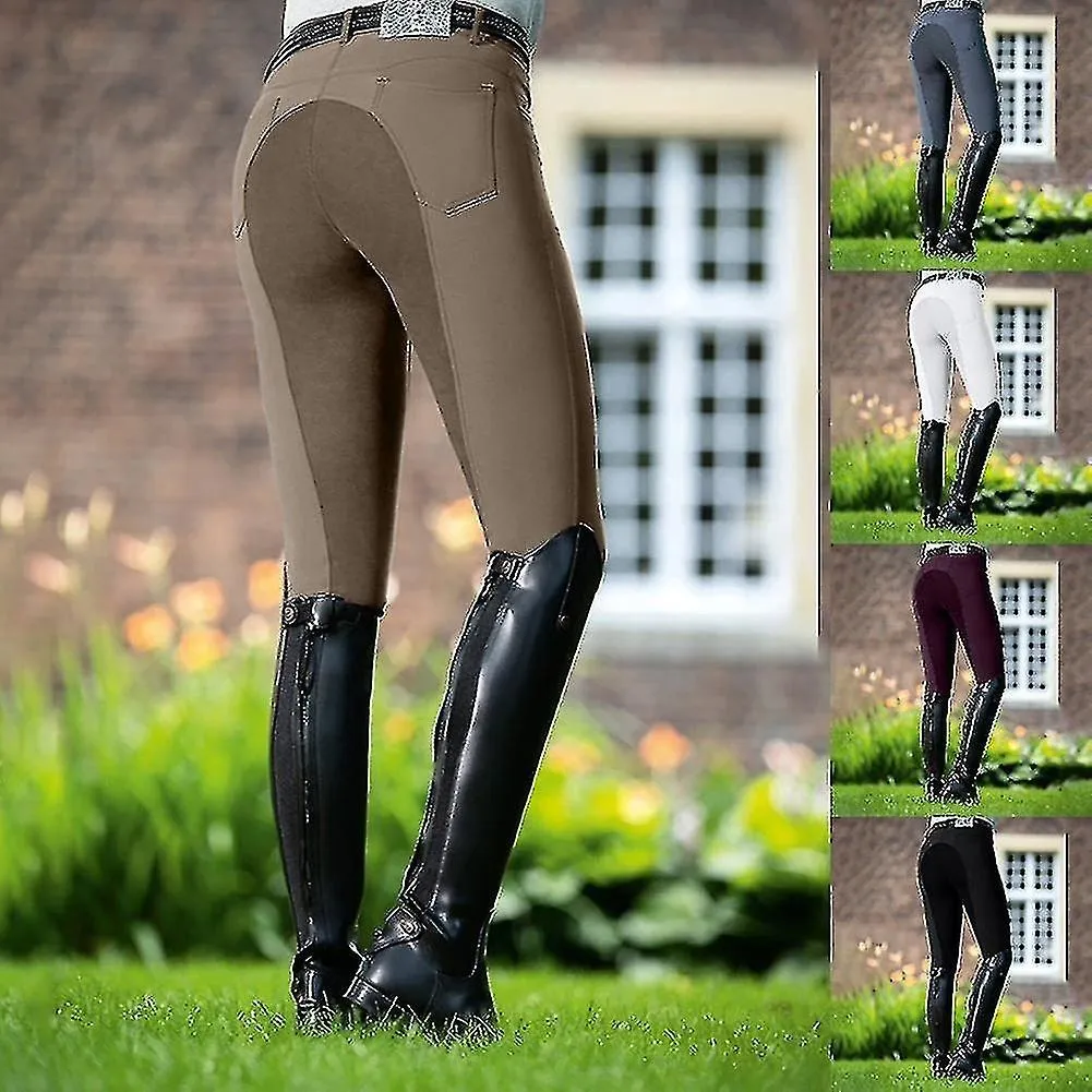 Women High Waist Elastic Equestrian Pants Horse Racing Skinny Trousers