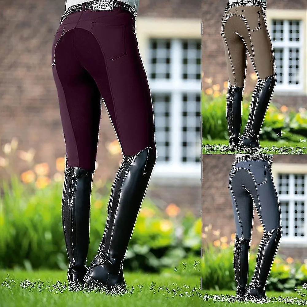 Women High Waist Elastic Equestrian Pants Horse Racing Skinny Trousers