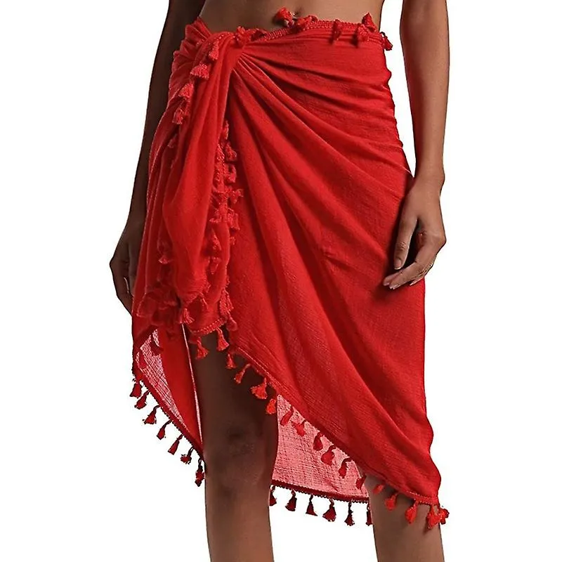 Women Tassel Beach Towel Bikinis Cover-ups Swimwear Wrap Short Skirt Sarongs Scarf Bathing Suit Beachwear Swimsuit Dropshipping