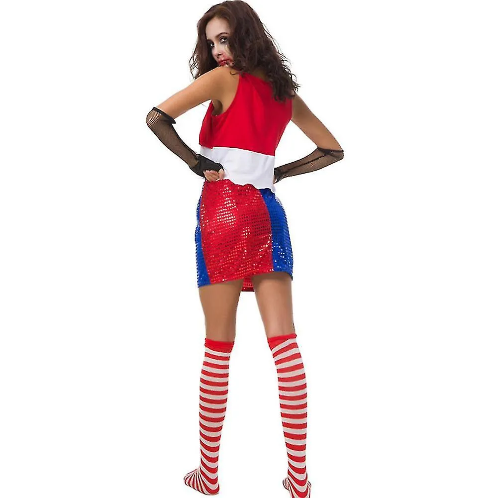 Women's Halloween Suits Women Red Costume Cosplay Party Stage Top Skirt Gloves Suit Performance Uniforms