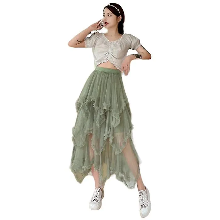 Women's Tutu Skirt Tulle Mesh Layered Midi Skirt