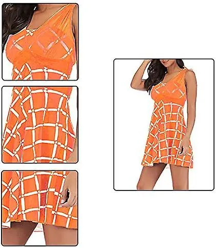 Women&rsquo;s Plus-Size Mesh Split Conservative Flowers Pattern Skirt Style Tankini Set 3 Pieces Swimwear