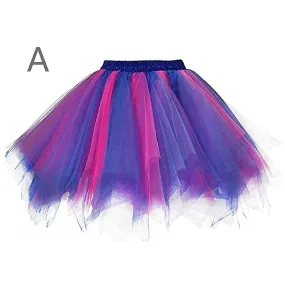 Womens Tulle Skirt Pleated Gauze Colours Short Skirt Adult Dancing Skirt