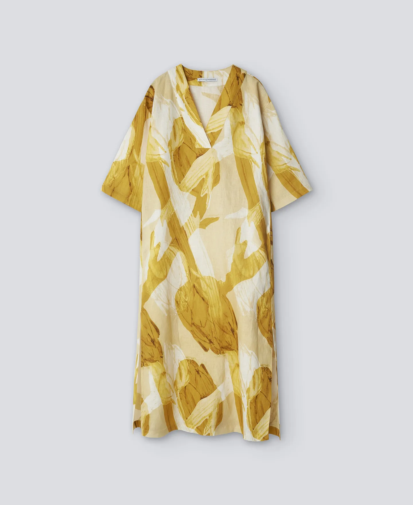 Yellow printed dress woman